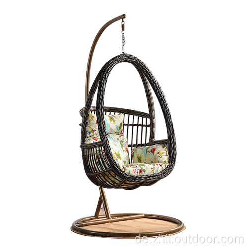 Großhandel Terrasse Eierform Swing Stuhl mit dunklerer Farbe